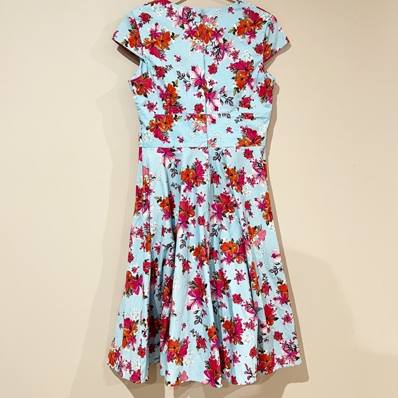Hell Bunny Dress Vintage Inspired Tropical Floral Print Cap Sleeve Dress size L - Picture 5 of 12